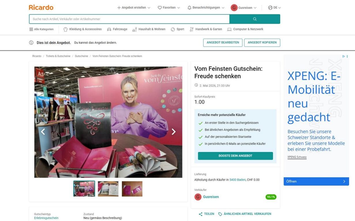 Hohe Reichweite in der Schweiz bei Ricardo